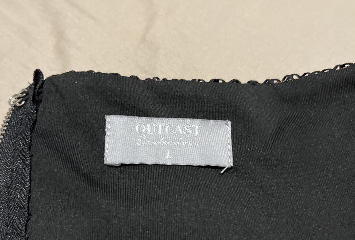 Outcast Clothing Corset Top Large Black Mesh on Russet Ombre Zip Up Festival