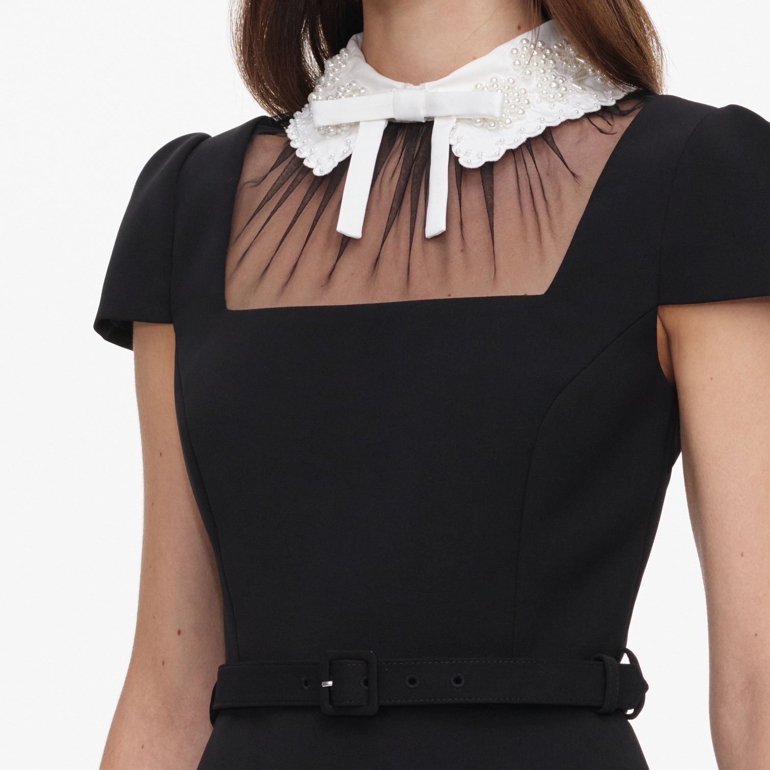 self portrait BLACK CREPE BOW COLLAR TOP $ 490 Size US 4 UK 8
