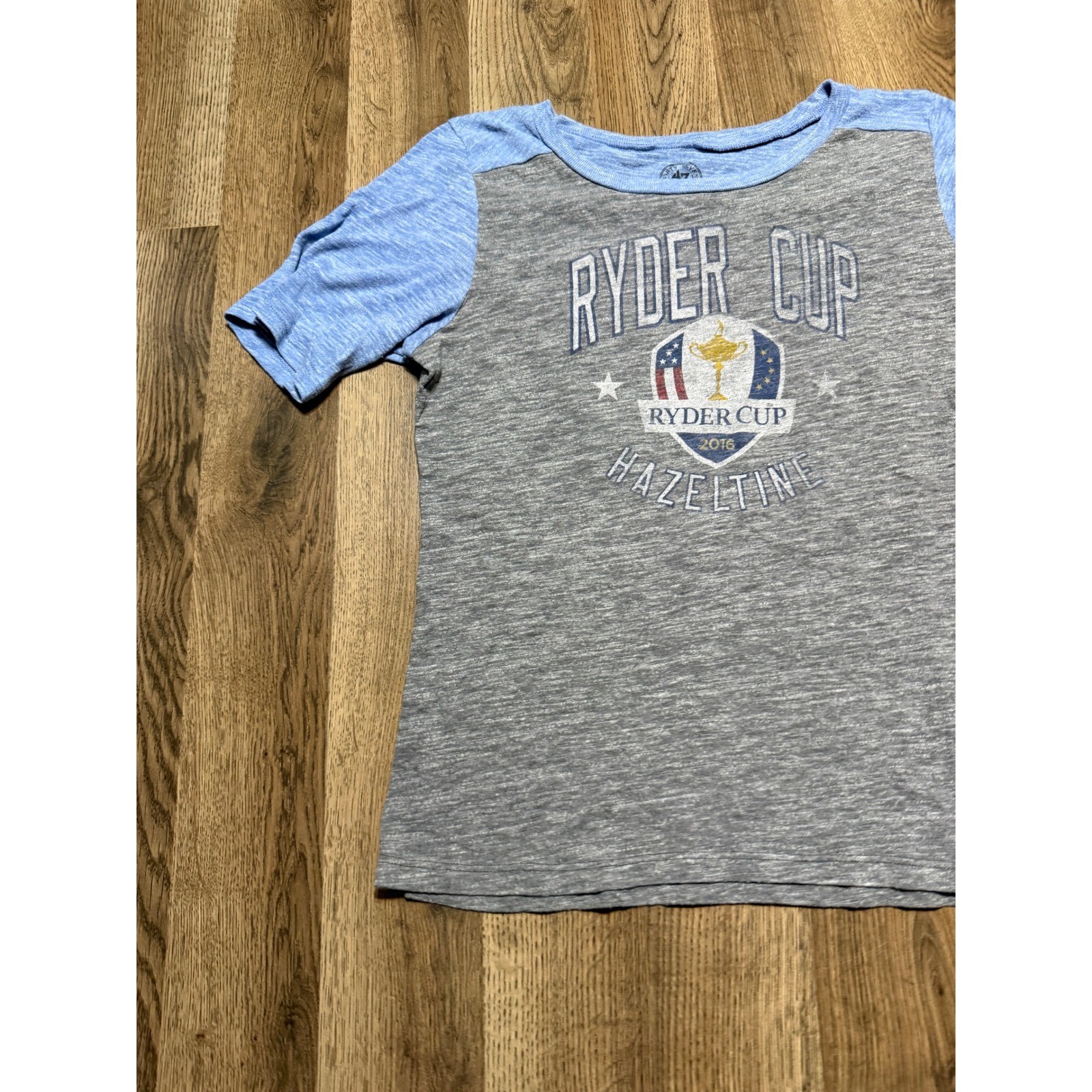 ’47 Brand Ryder Cup T-Shirt Womens Large Gray Blue Golf Tee Hazeltine 2016