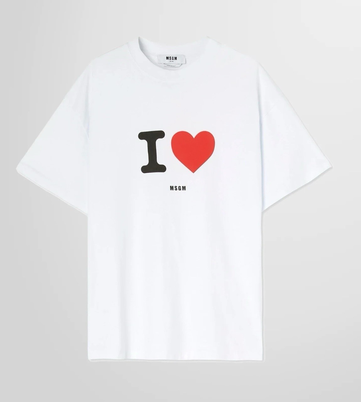 RRP £145 MSGM I ❤️ Ibiza Collection White Cotton T-shirt Crew Neck M Relaxed Fit