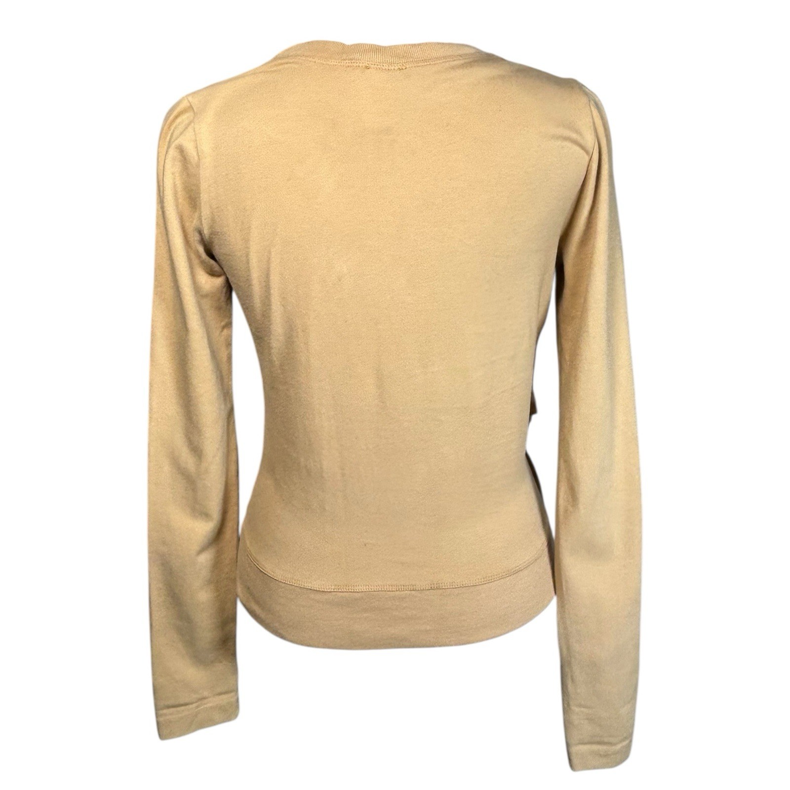 VTG Y2K Plein Sud Jeans Studded Heart Asymmetrical Beige Long Sleeve Top 6