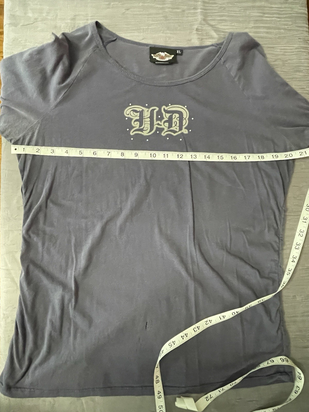 HARLEY-DAVIDSON Blue – Grey Pullover Long Sleeve Shirt XL Logo Rhinestone