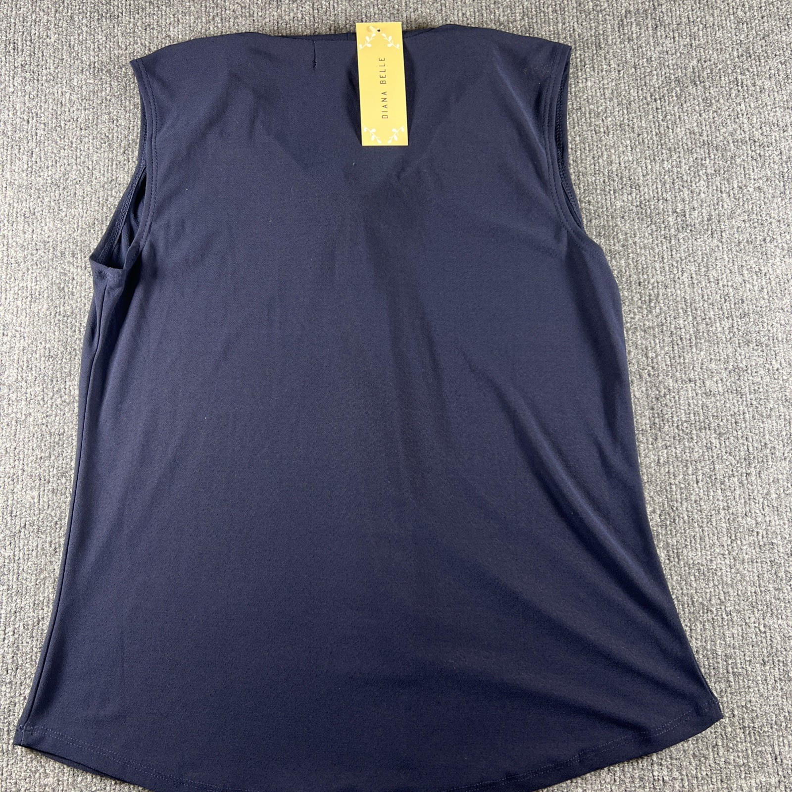 Diana Belle Navy Blue Front Tie Sleeveless Blouse Size Medium New