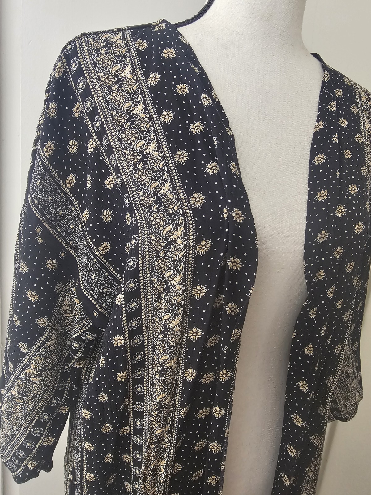 Boho Style Long Kimono Cardigan Cover Up (L)