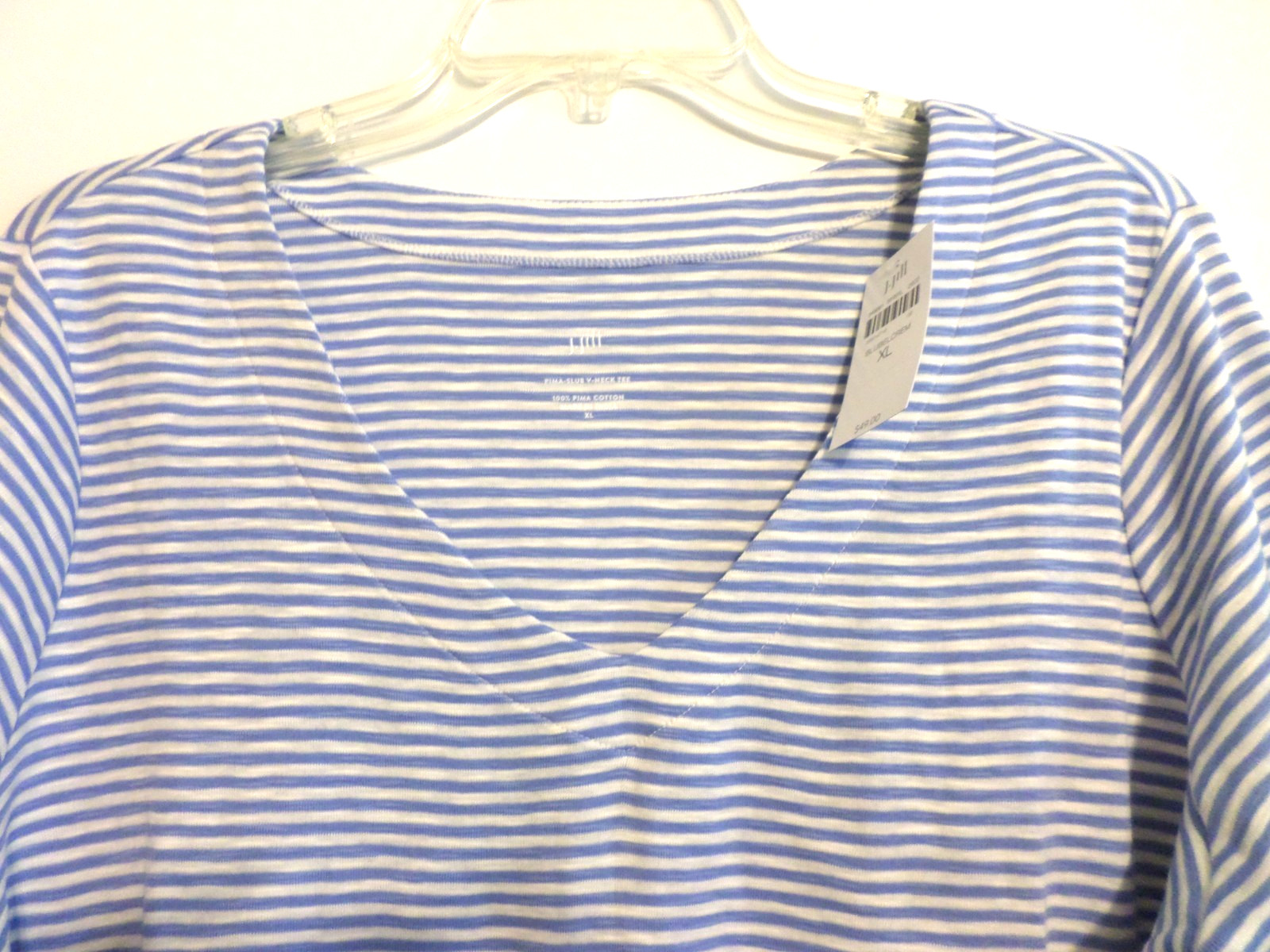 NWT! PIMA SLUB ELBOW SLEEVE TEE-XL-BLUEBELL/CREAM STRIPE-BEAUTIFUL!