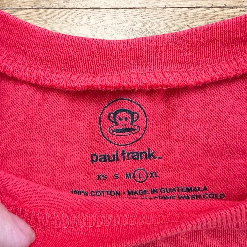 Paul Frank Julius Monkey Red Graphic Print Short Sleeve Crew Tee Kids L Cotton