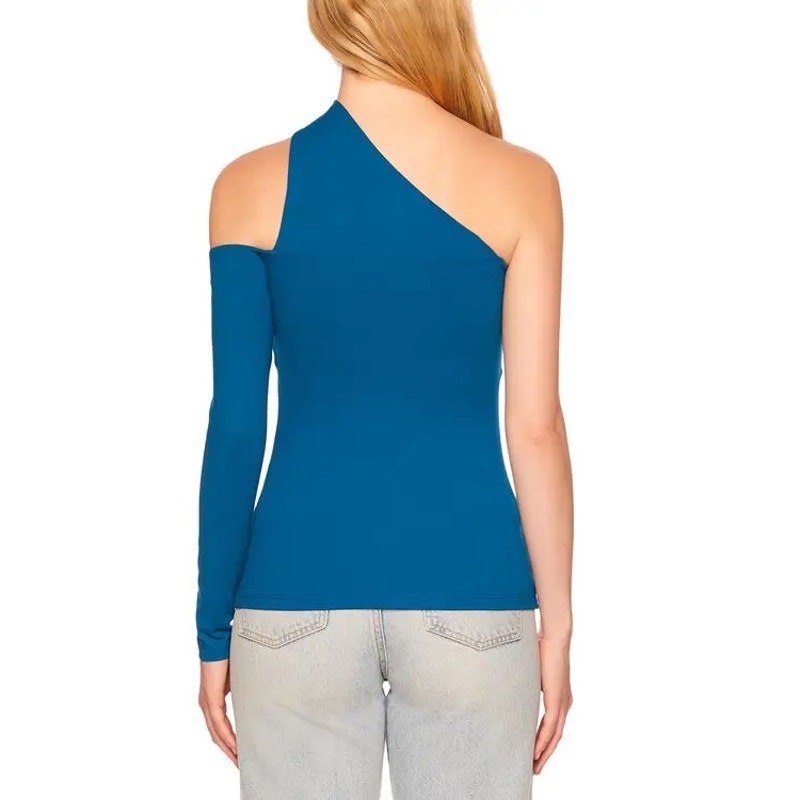 Susana Monaco One Shoulder Strap Top Peacock Blue Large NWT $148 Sexy Date Night