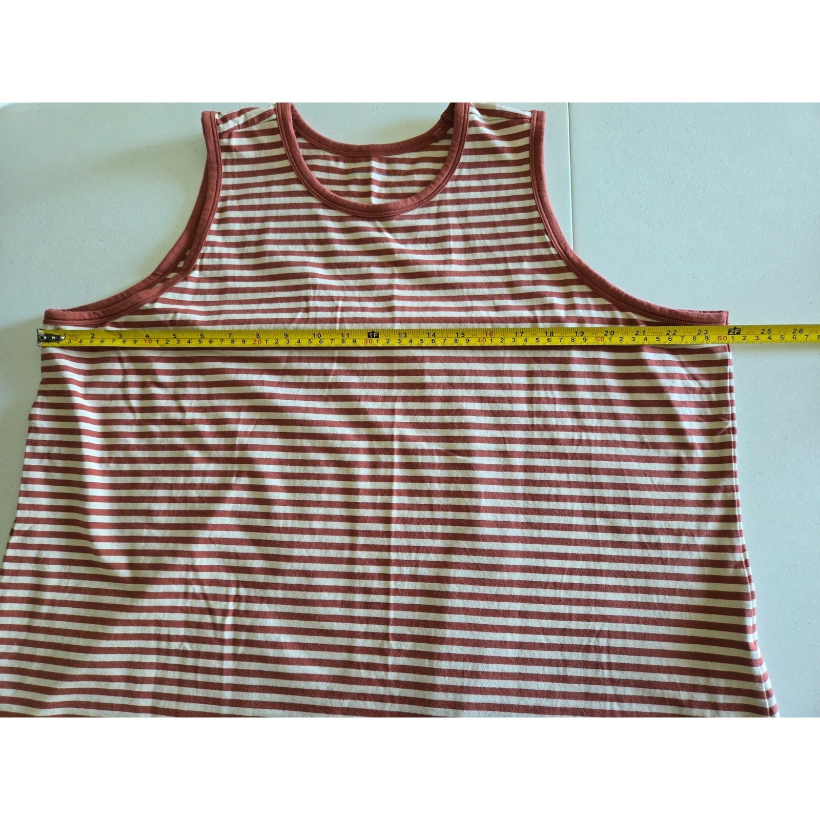 Universal Standard Rust White Striped Pima Cotton Tank Top Large Womens