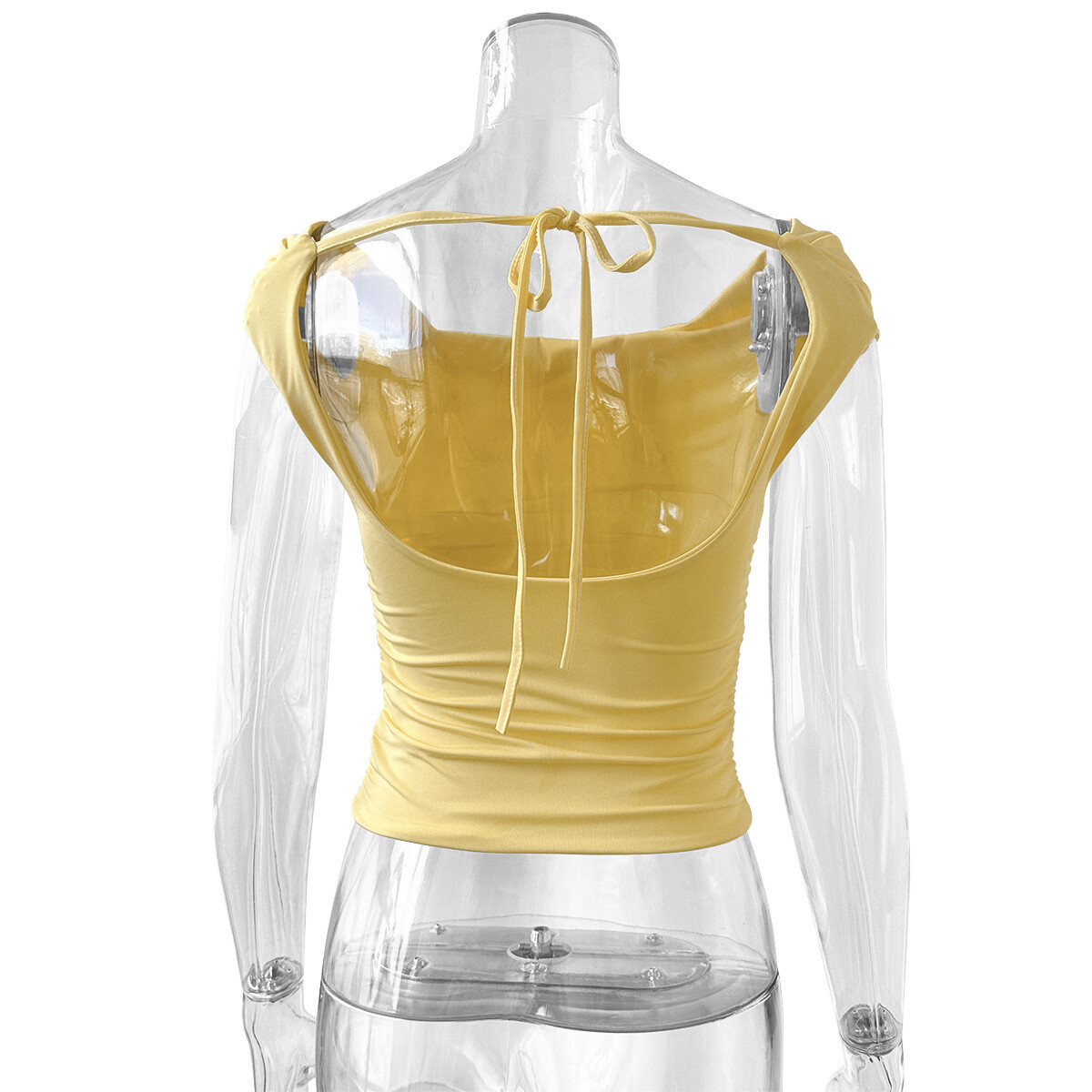 Women Sleeveless Soild Sexy Off Shoulder Slim Tee Summer Backless BowTie T-shirt