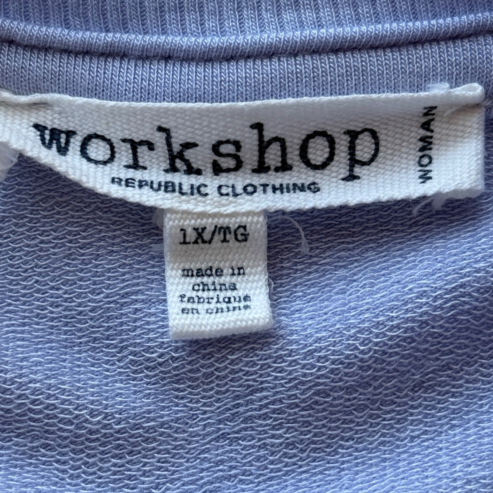 Workshop – Light Blue Modal Blend Asymmetrical Hem Top Long Sleeve Womens Sz 1X
