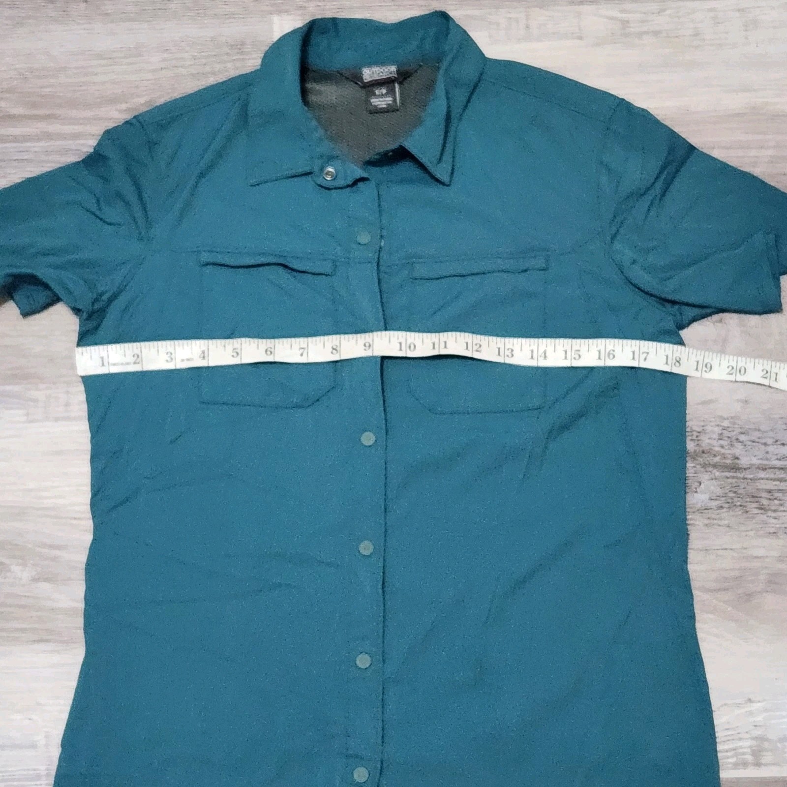 Outdoor Research Optimist Shirt Womens Small Teal Button Down Collar Hiking
