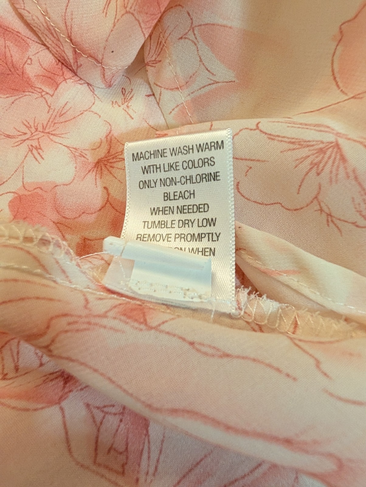 Vintage Cottage Core Top L Flower Print Pink White Deep Scoop Neck Flutter Fairy