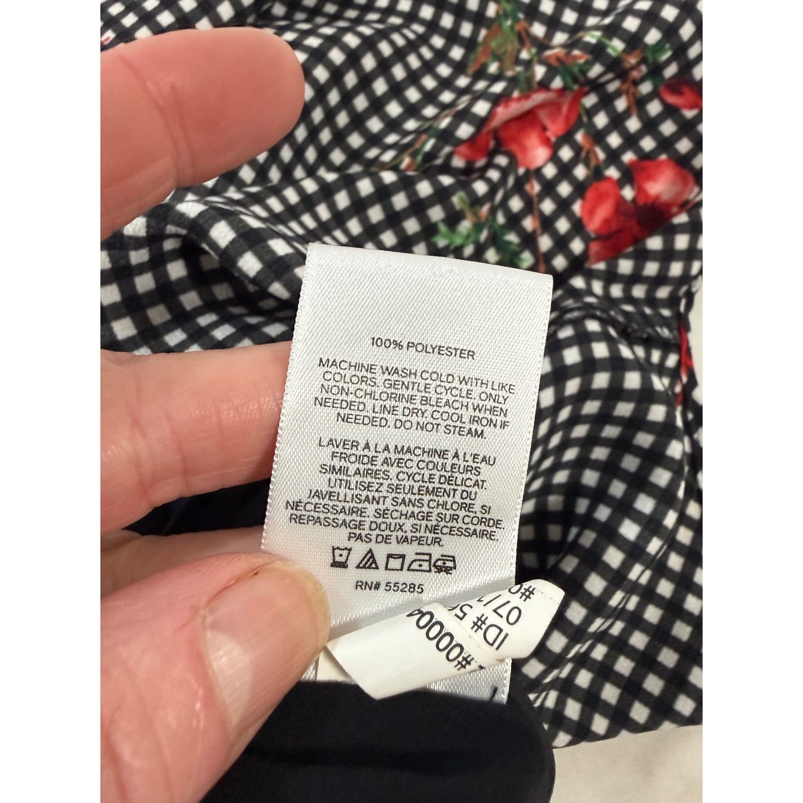 Express Gingham Floral Cami Tank Top Black White Red V-Neck Spaghetti Strap XS