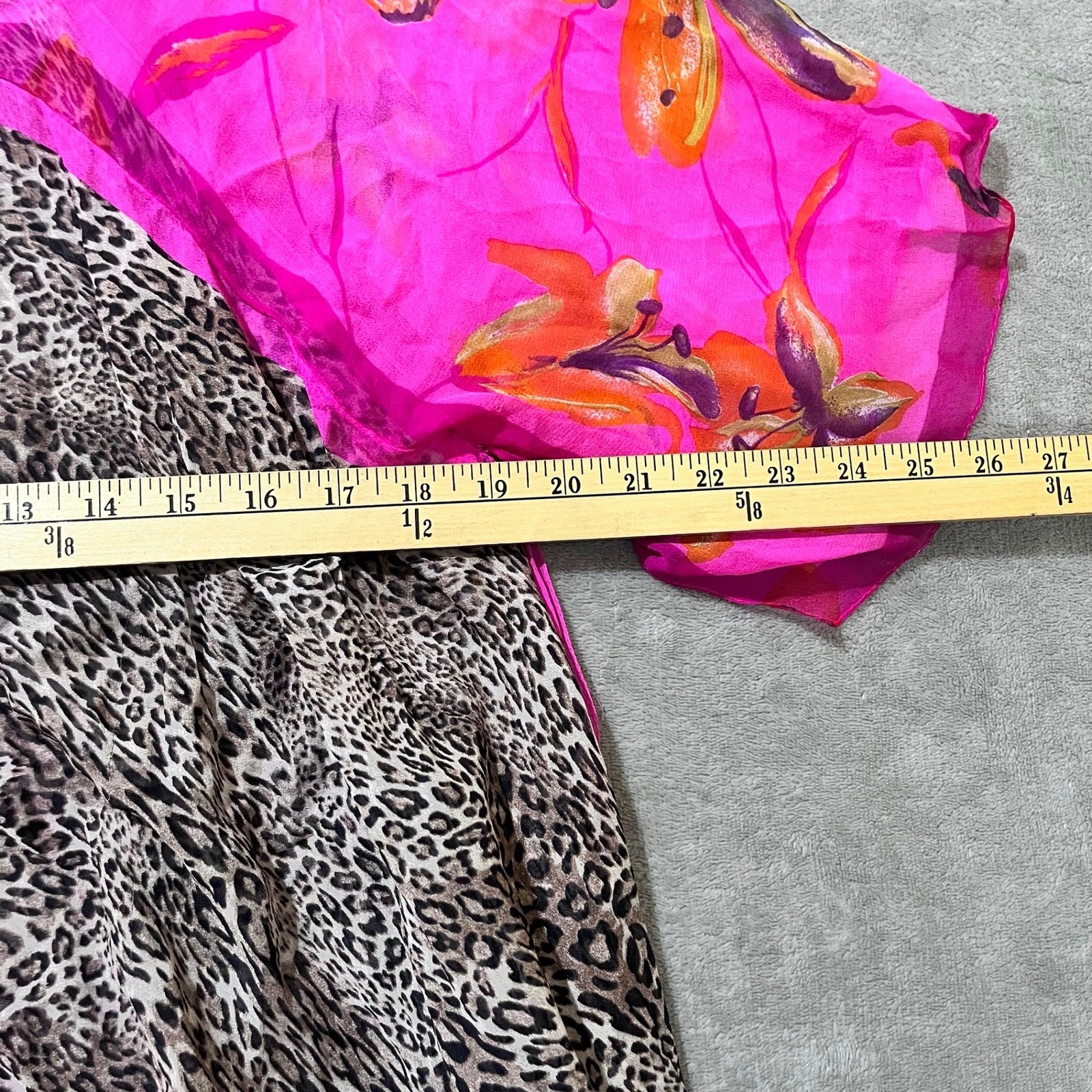 Silk Kaftan Tunic One Size Mixed Print Leopard Sheer Maximalist Asymmetrical