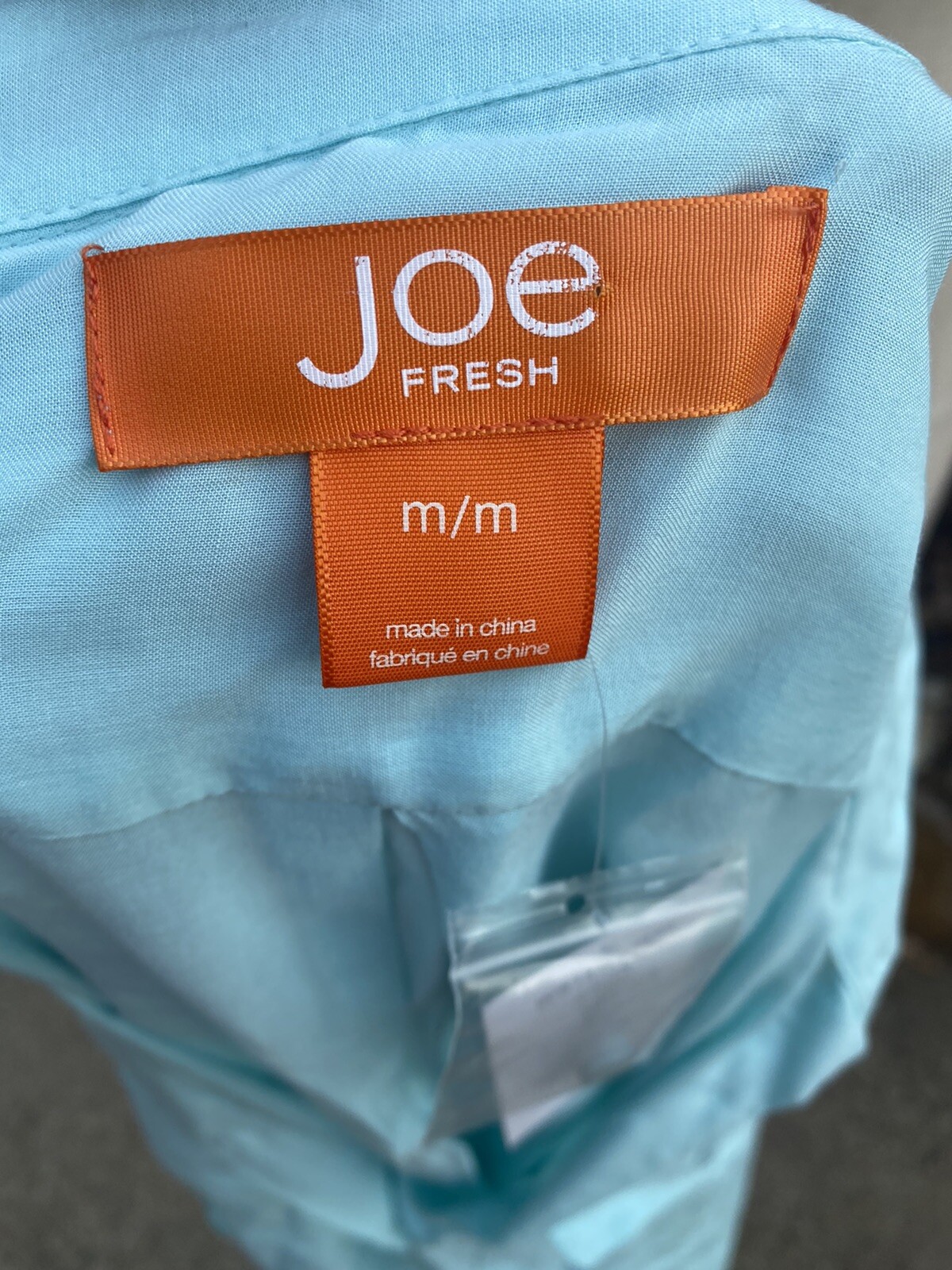Joe Fresh Medium Aqua Blue Long Roll Tab Sleeve Rayon Shirt Lightweight NWT