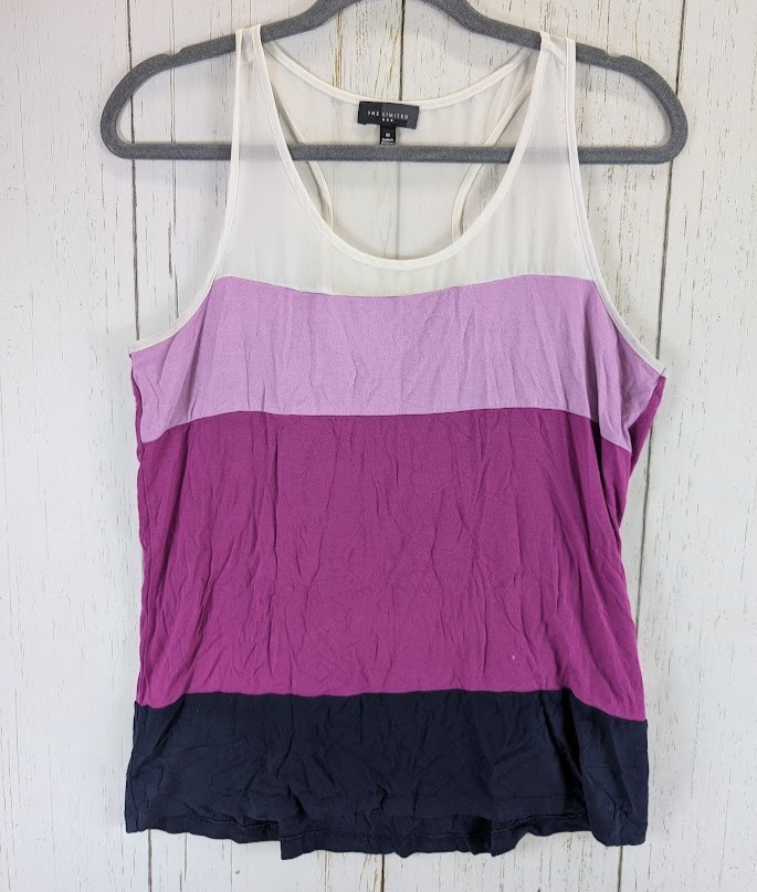The Limited Size Medium Pink Blue Stripe Sleeveless Womens Casual Tank Top