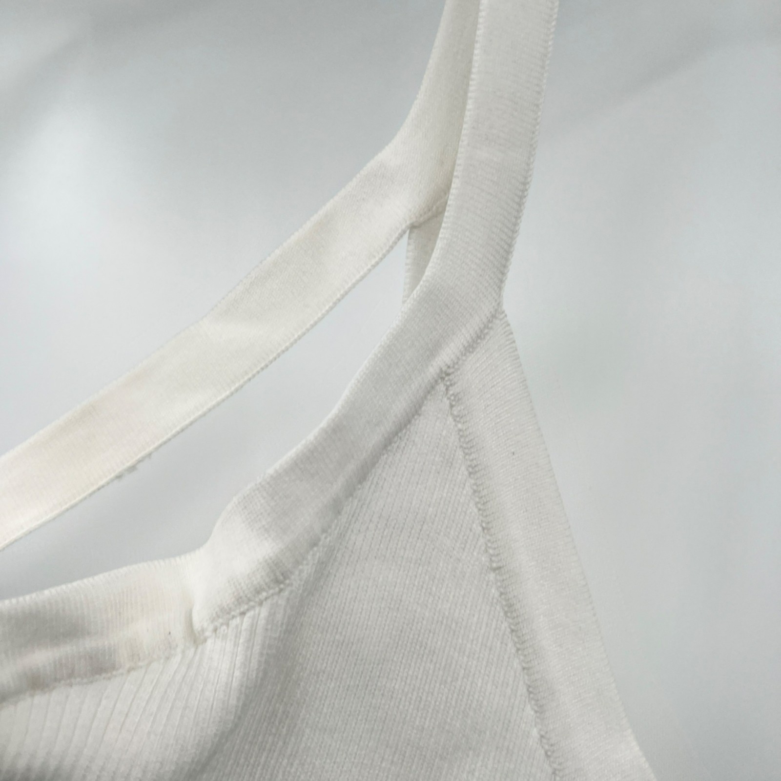 LUCCA Womens One Shoulder Top Ribbed Off White Size Medium