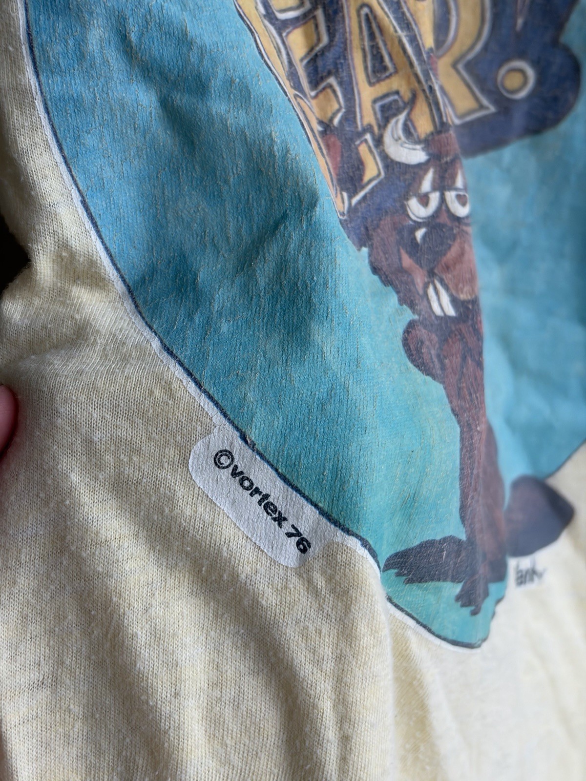 Vintage 70s Sex Novelty T-shirt, Caution Horney Beaver Nature Animal (Small)