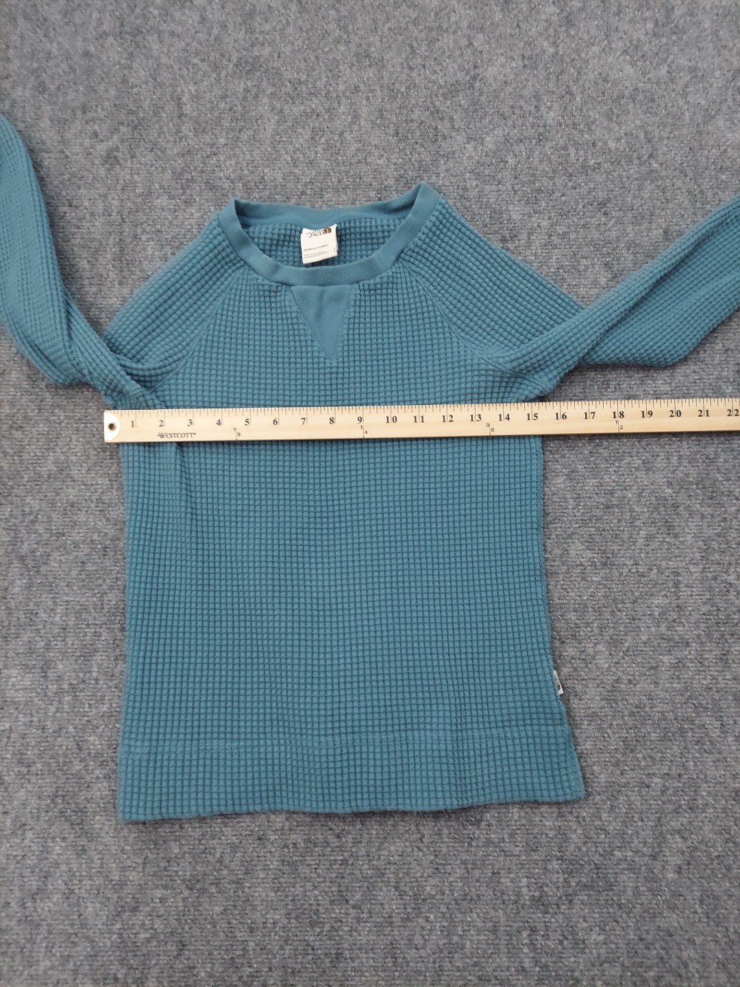 the North Face Waffle Knit Shirt Womens Small Aqua Blue Pullover Thermal Y2K