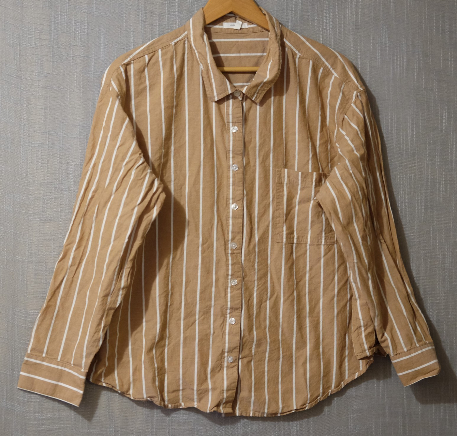 Maurices Tan/White Stripe Button Up Shirt 100% Cotton Womens XXL #A4-19