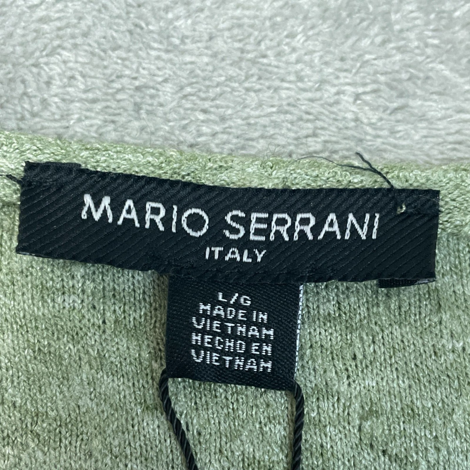 Mario Serrani Women’s L Green Long-Sleeve Textured Knit Top Rayon Blend F1101