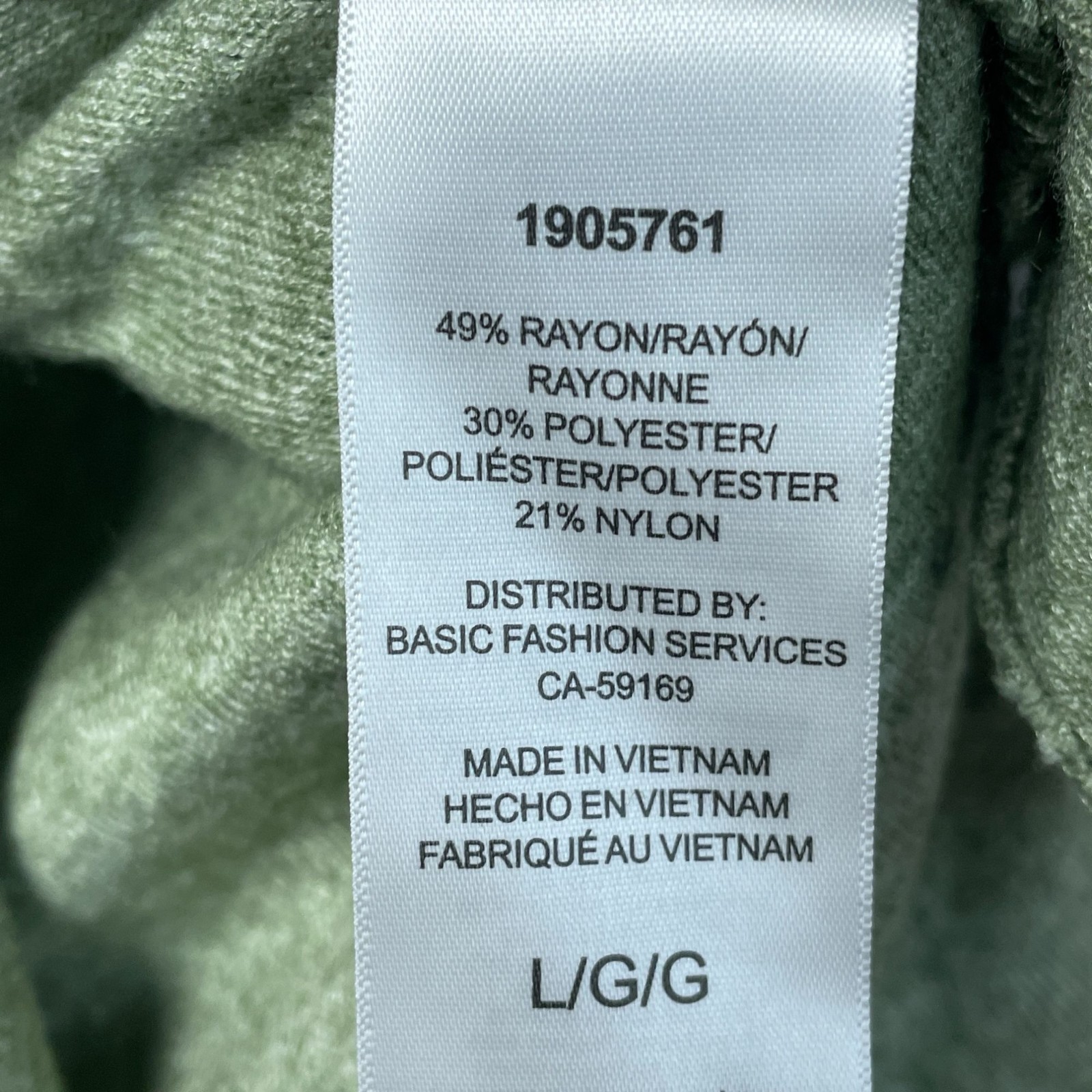 Mario Serrani Women’s L Green Long-Sleeve Textured Knit Top Rayon Blend F1101