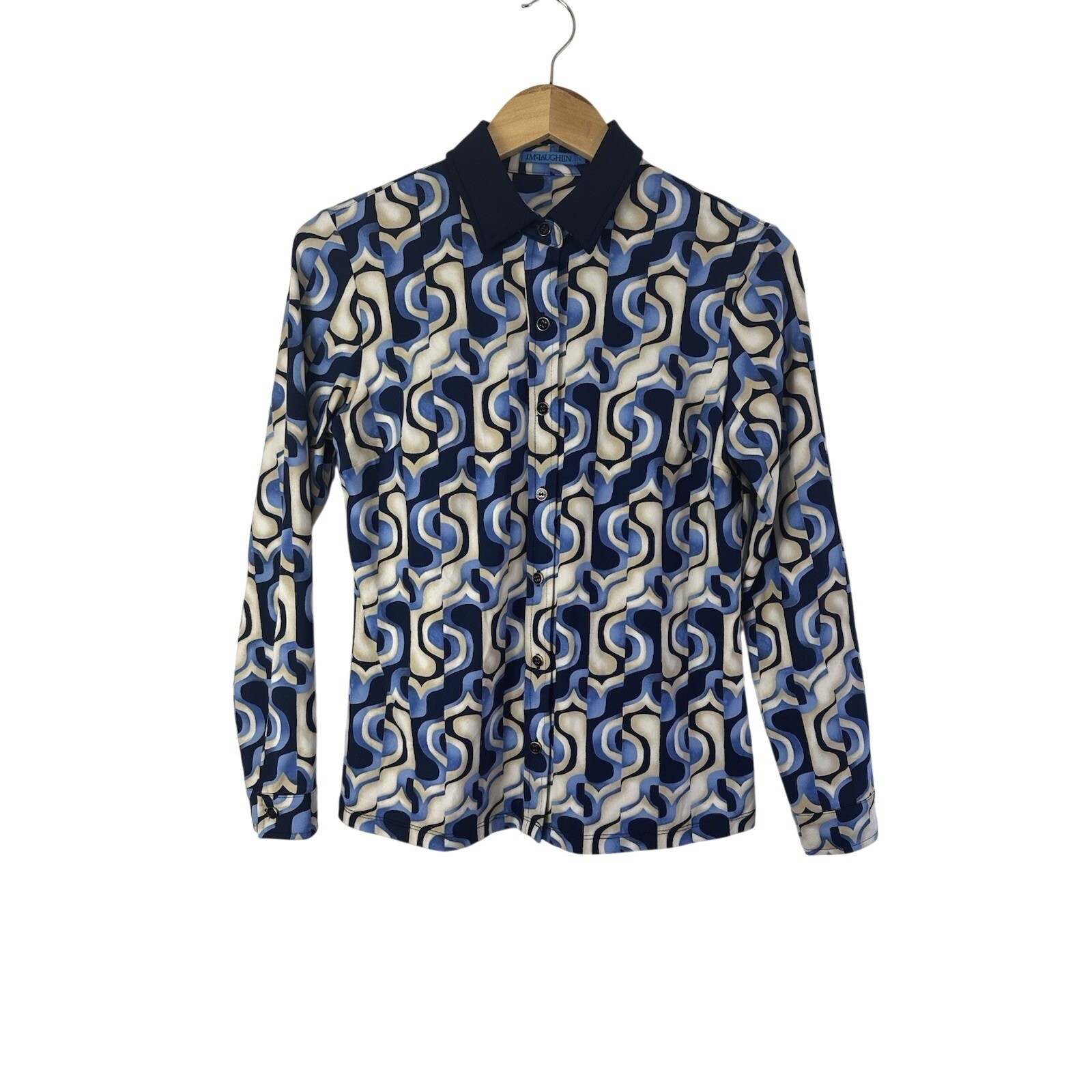 J.McLaughlin Betty Top Catalina Cloth Button Front Womens Small Luxury Geometric