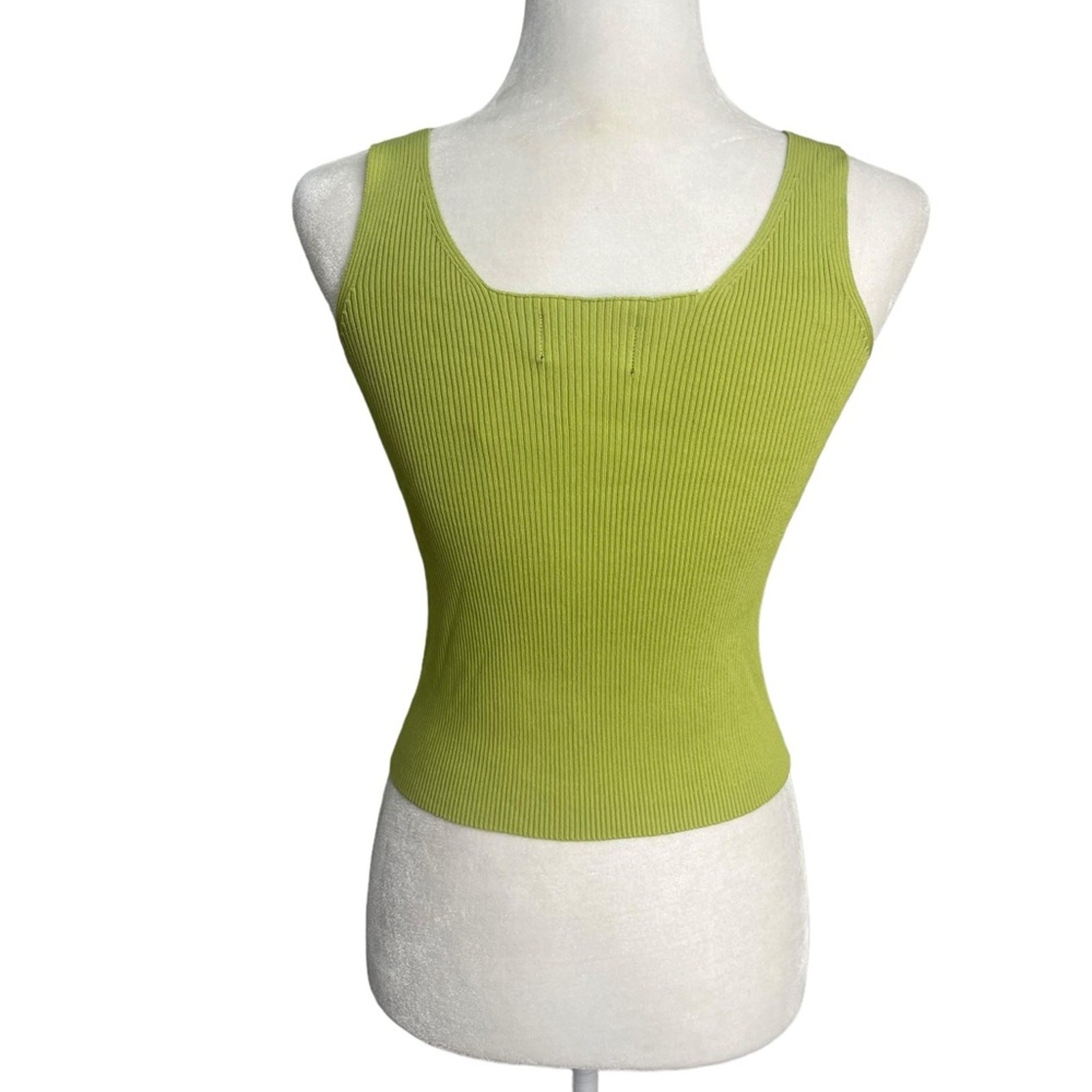 NWT CIDER Olive Green Ring Detail Ribbed Knitted Top Women’s Size Small