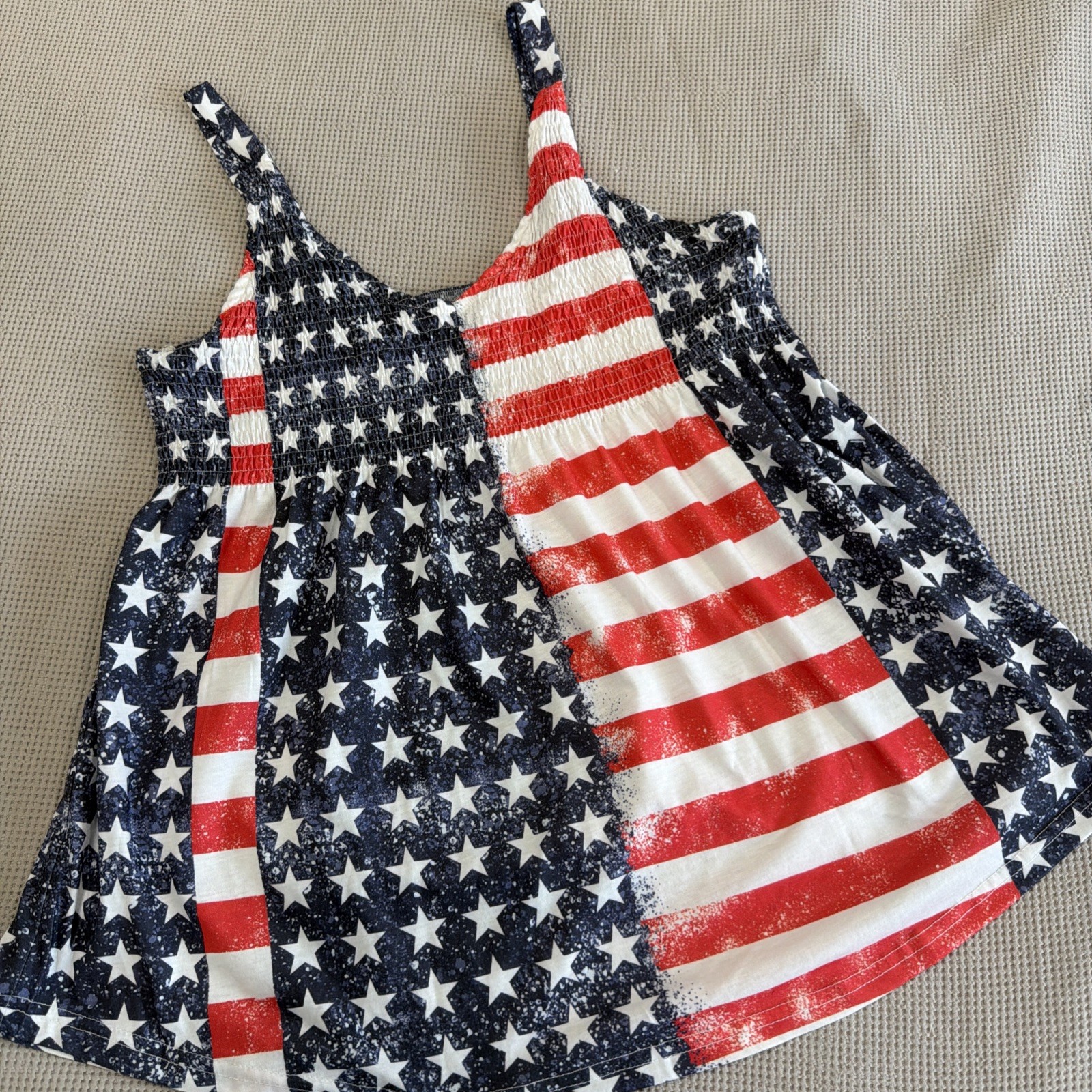 Debut Red, White & Blue Star Stripe Sheer Tank Top Women’s Size Large