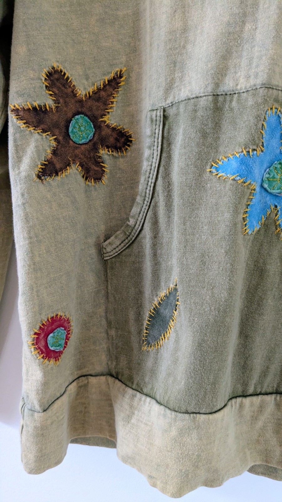 Art Studio Produce SZ M Nomad Boho Indie Patchwork Applique Top Y2K 90’s Nepal
