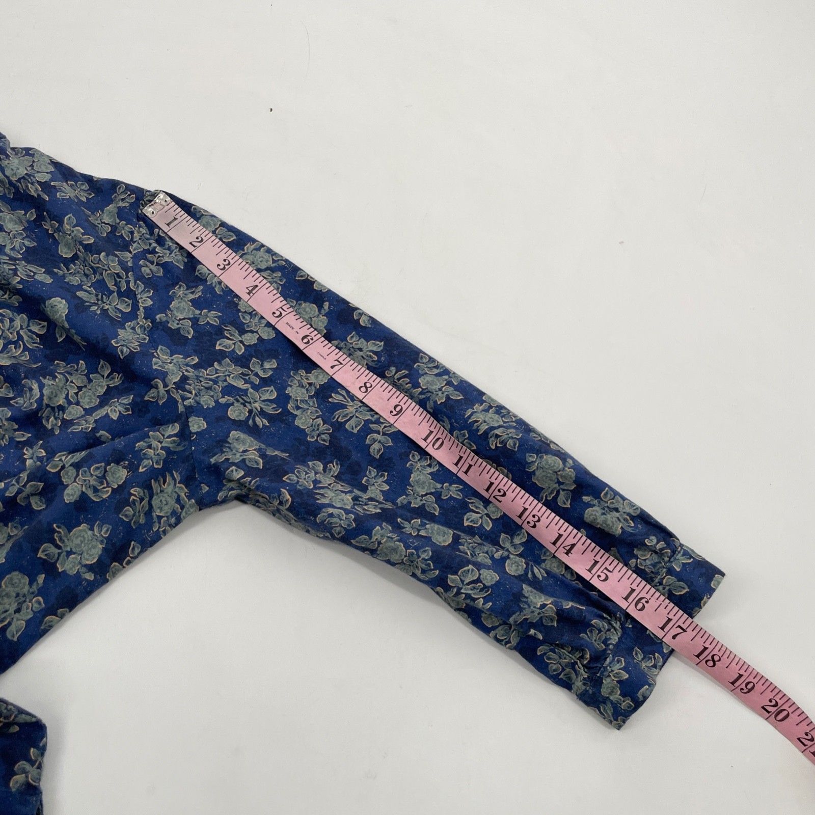 Peruvian Connection womens size L Floral Blouse V-Neck 3/4 Sleeve 100% cotton