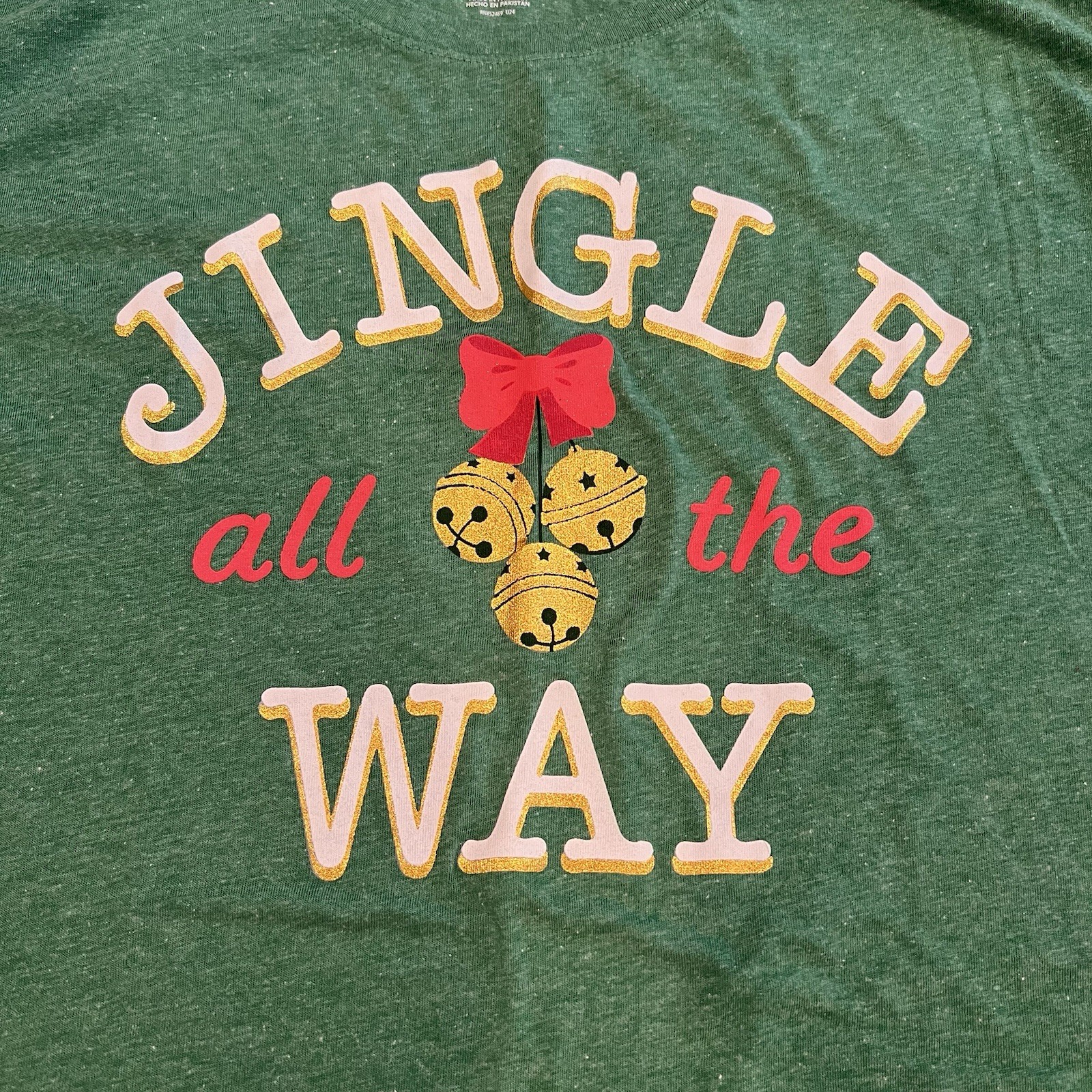 Holiday Time Womens Christmas Jingle All The Way T-Shirt Short Sleeve Green XXL