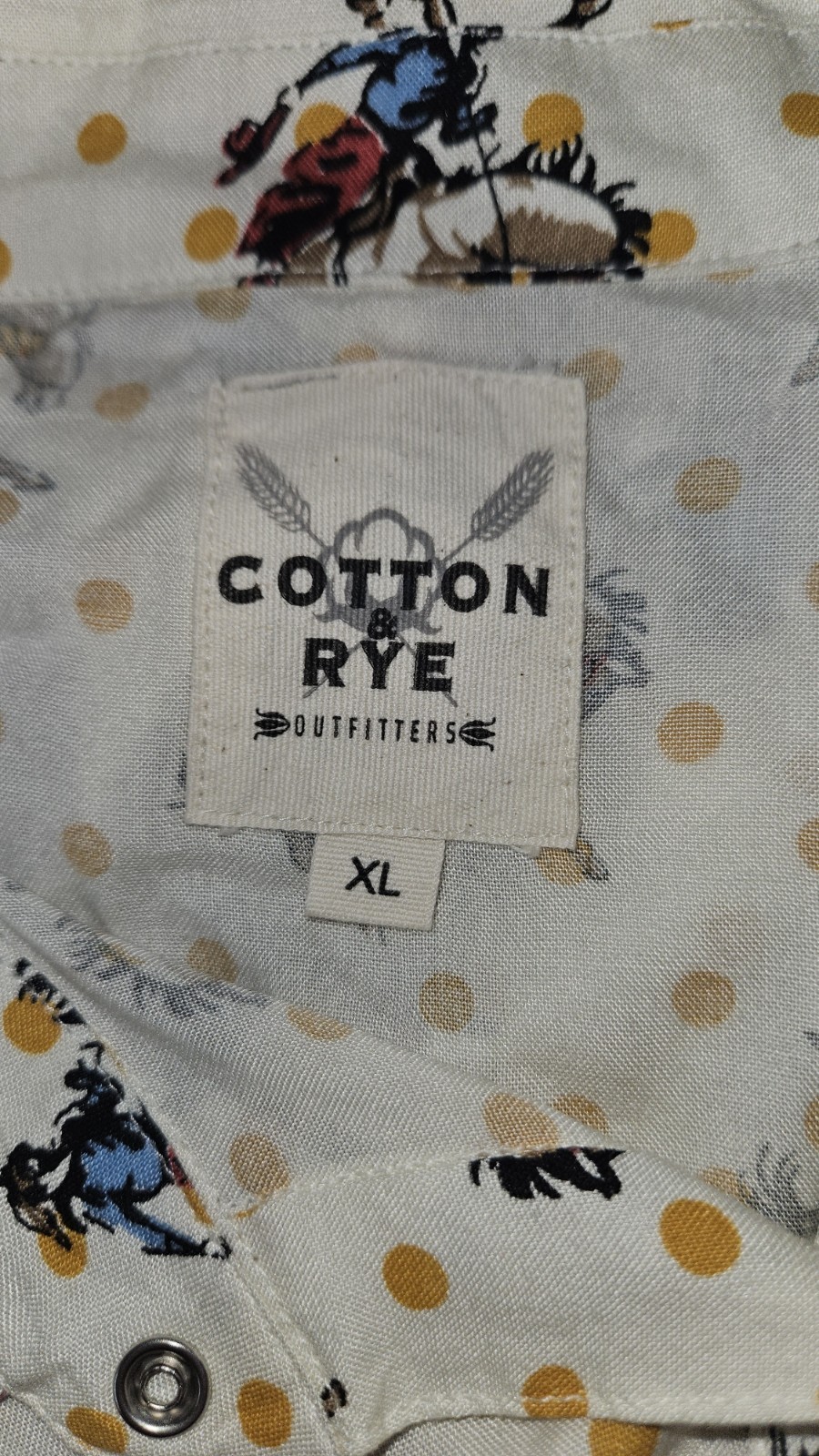 Cotton & Rye Buckaroo Betty XL Rodeo Pearl Snap Yellow Western Shirt