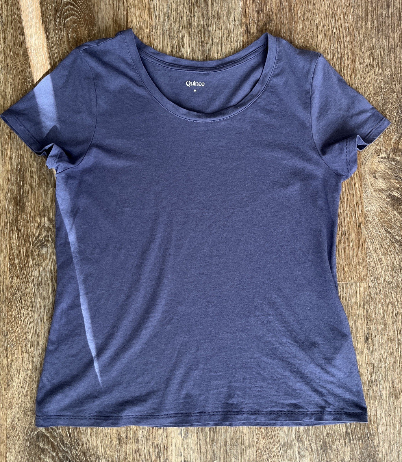 Quince Cotton Scoop Neck Tee Storm Blue Women’s M Quiet Luxury