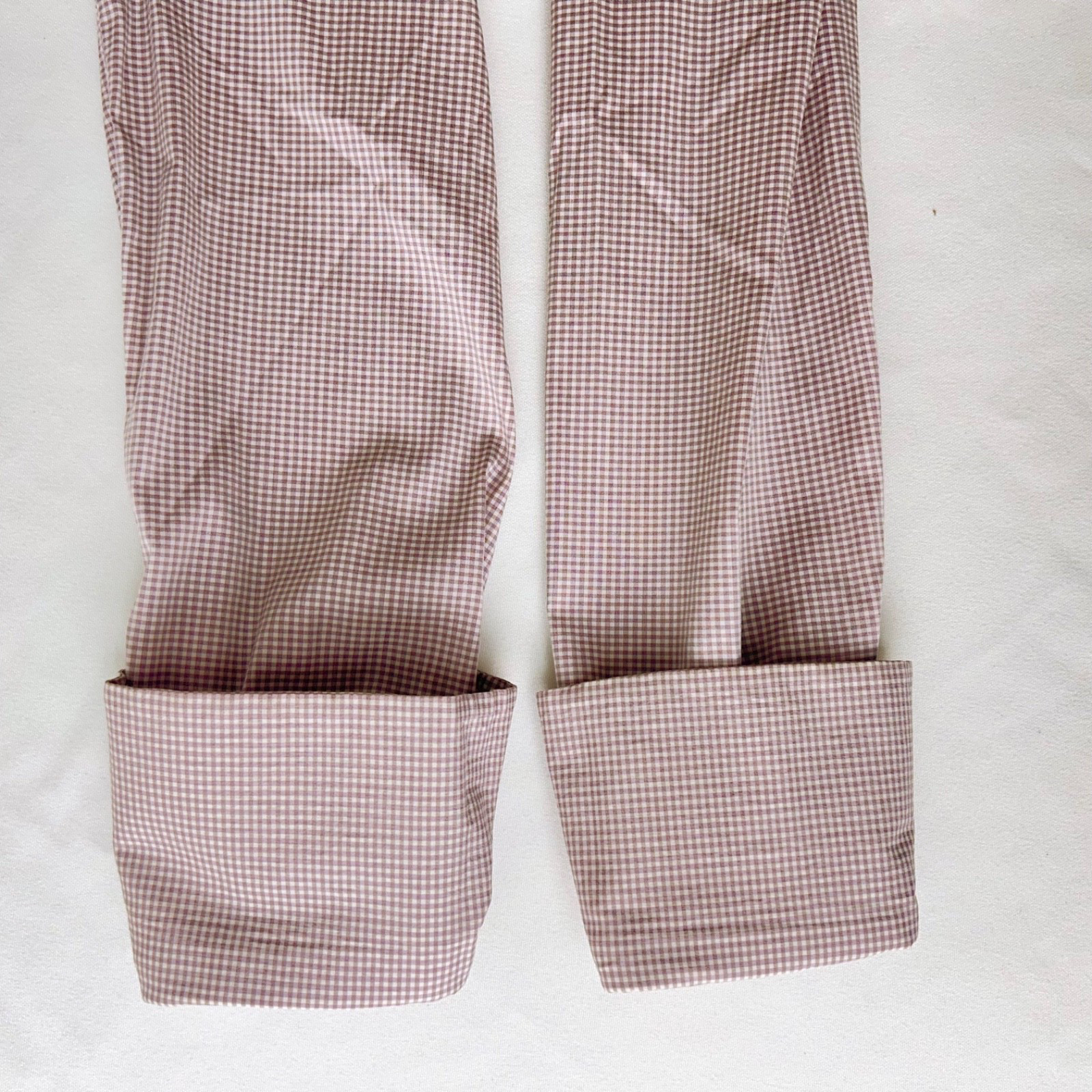Brunello Cucinelli Slim Fit Shirt Button Detail Collar +Cuffs Mauve Gingham XL