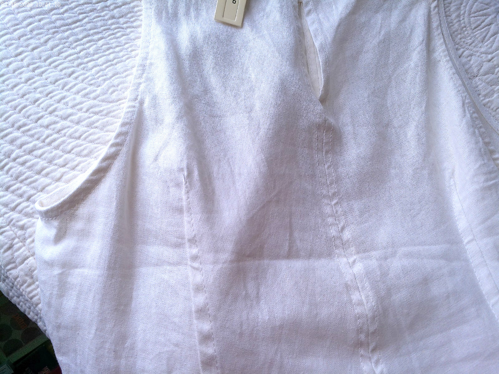 MAX STUDIO SMALL WHITE SLEEVELESS LINEN BLEND A-LINE OPEN BUTTON BACK VENTS $98