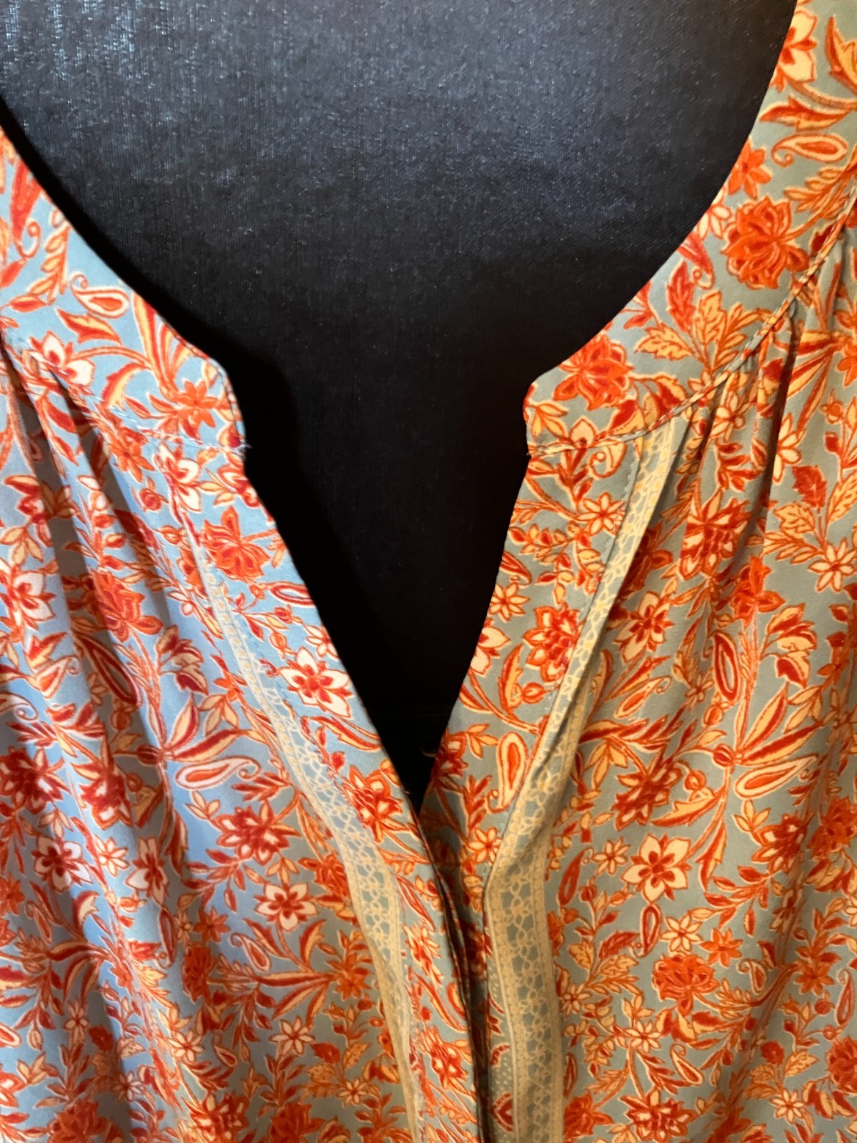 ROSE + OLIVE~ 2X~Blue/Rust Romantic Cottagecore Floral~Chiffon Tunic BOHO Blouse
