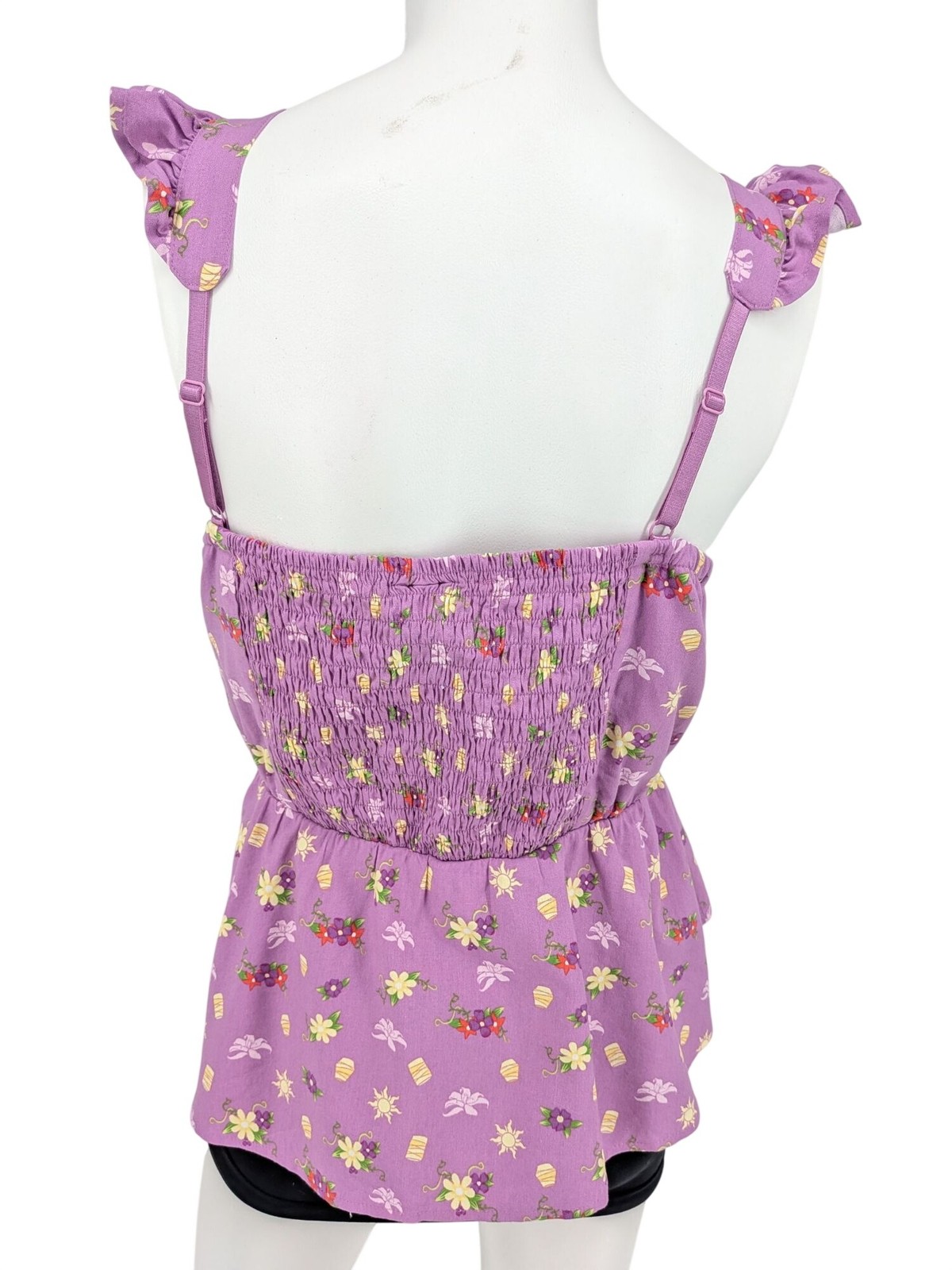 Disney Tangled Icons Tank Top Princess Floral Ruffled Cottage Whimsical Plus 1X