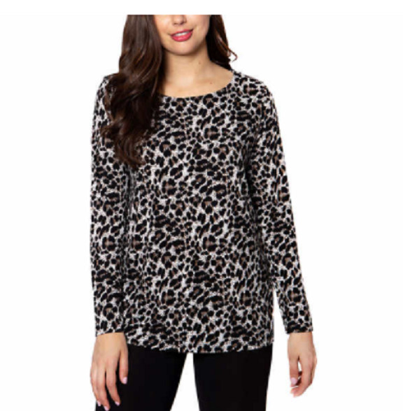 NEW Mario Serrani Women’s Long Sleeve Oversized Tunic Animal Print Size Large