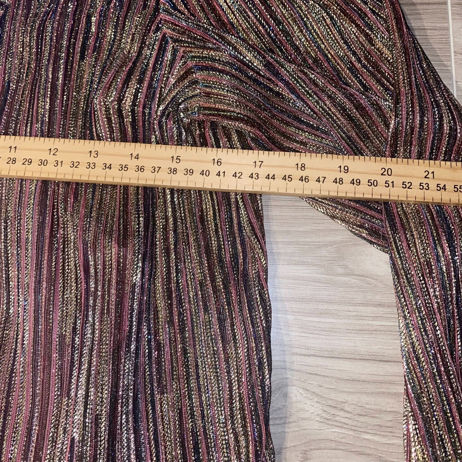 Rockin’ C Womens Multicolor Metallic Sheer Striped V-Neck Blouse Top Size Small