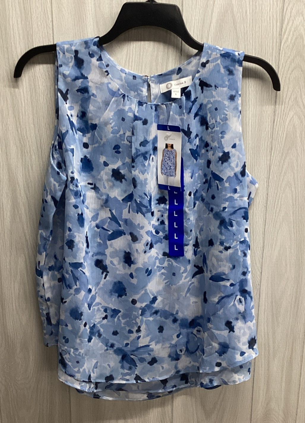 CRISTINA B Women’s (Size L) Sleeveless Round Neck Shirt Button Close Lightweight