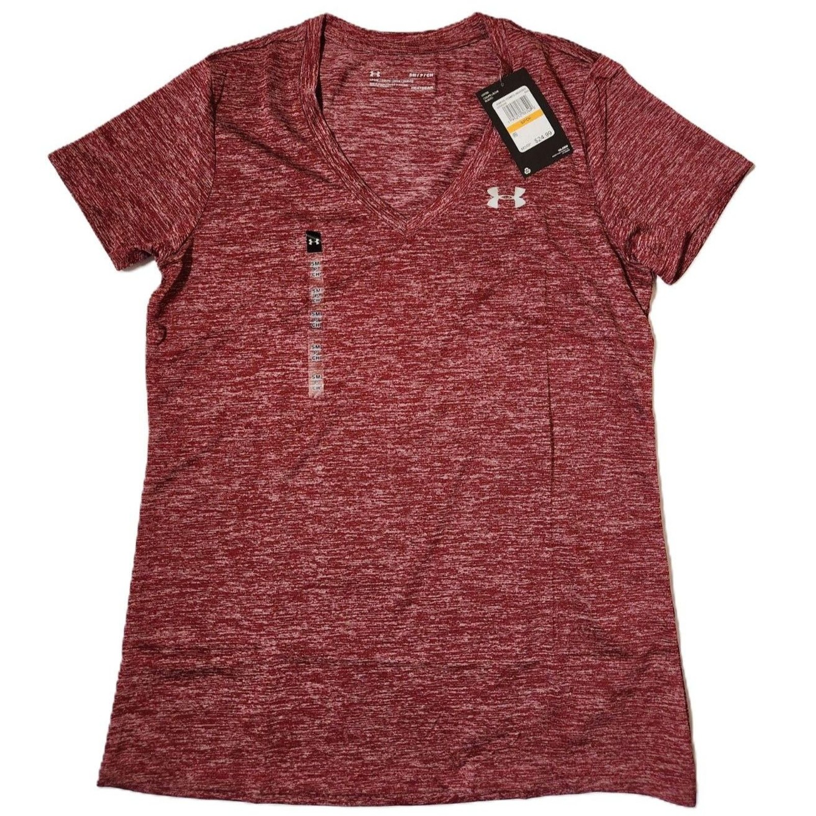 Under Armour HeatGear V‑Neck Tee Women’s Small Black Rose