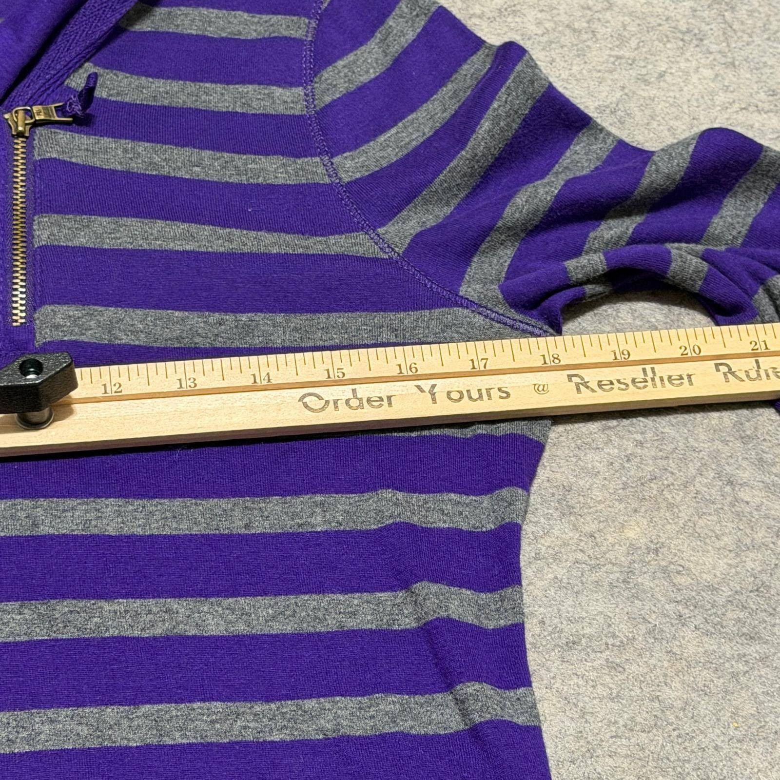 Lauren Ralph Lauren Jeans Co Womens Purple Gray Striped Quarter Zip Pullover M