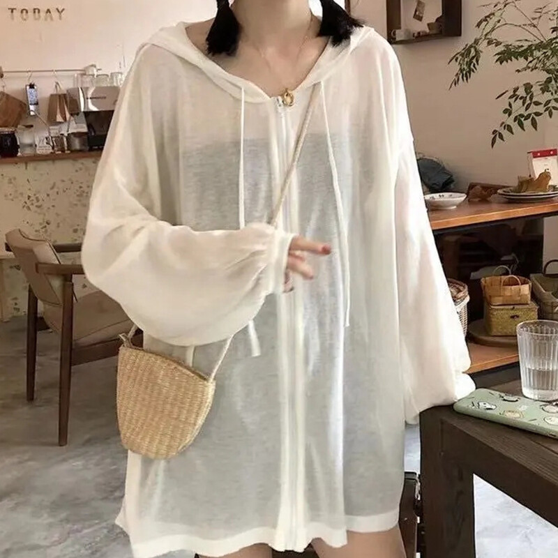 Women’s Sunscreen Clothing Loose Hooded Jacket Women’s Thin Breathable Cardigan