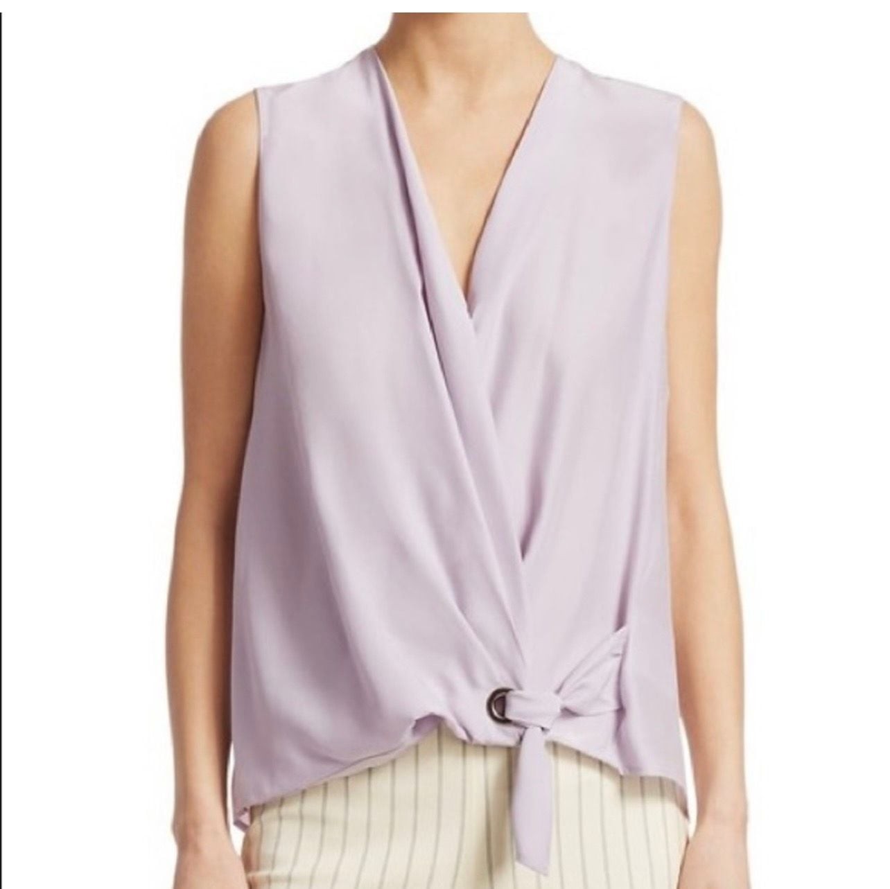 NWT rag & bone Felix Silk Popover Lavender Top Sz L