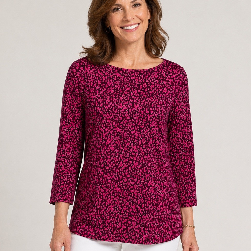 Talbots The Talbots Tee Burgandy Polka Dot Tunic Blouse NWT Medium Preppy Coast