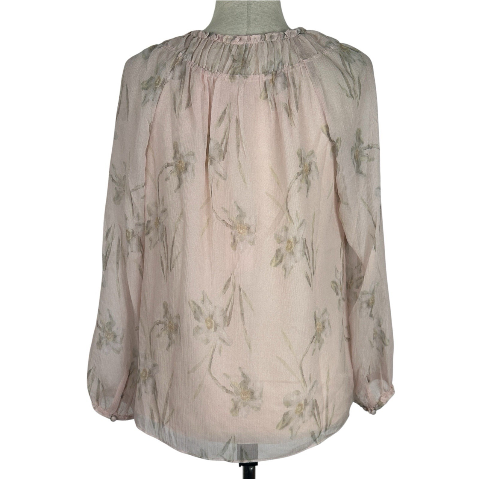 Rebecca Taylor Silk Top Women Size 4 Pink Daffodil Floral Feminine Blouse NWT