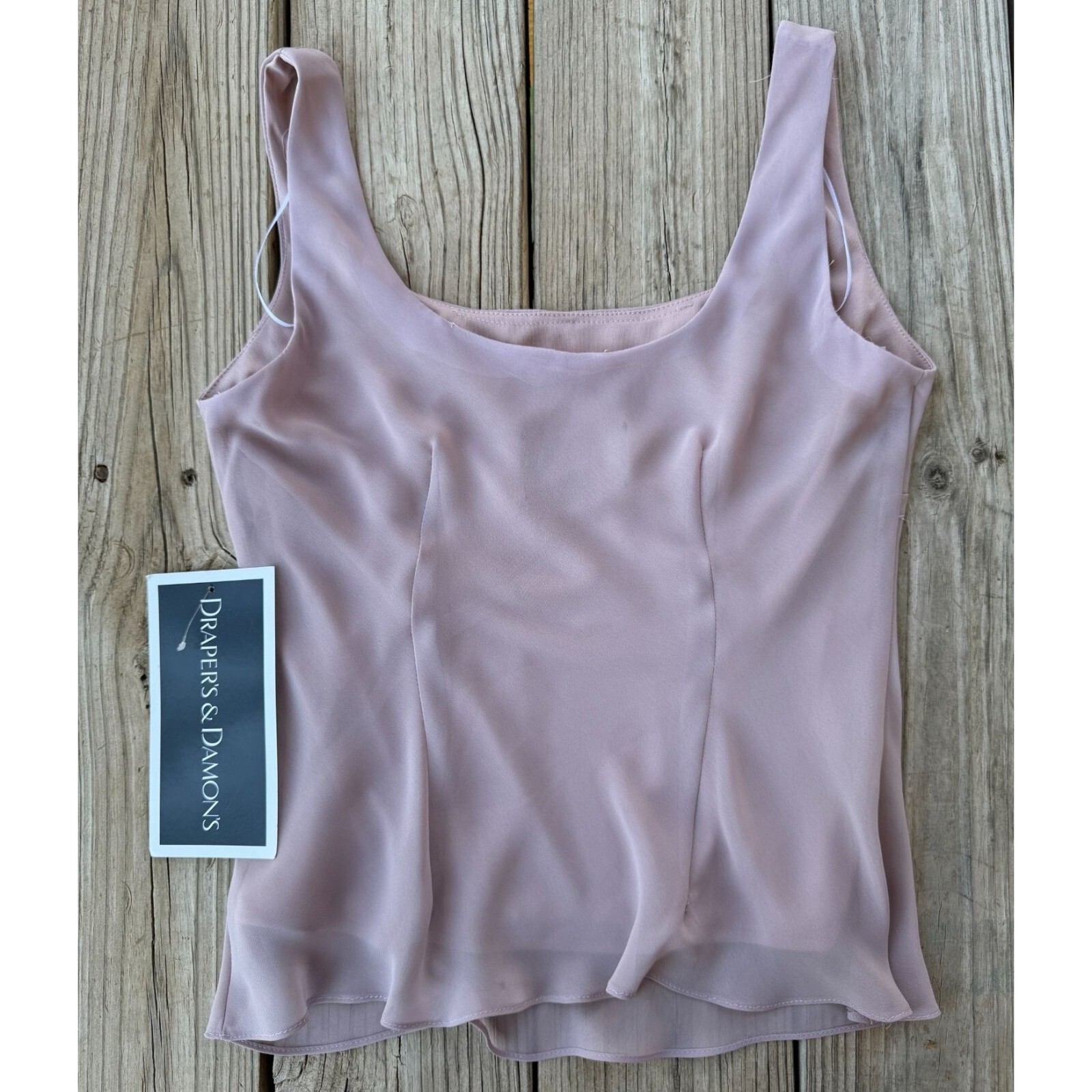 Alex Evenings Mauve Chiffon Tank Top Scoop Neck Layered Blouse Pink Small J2
