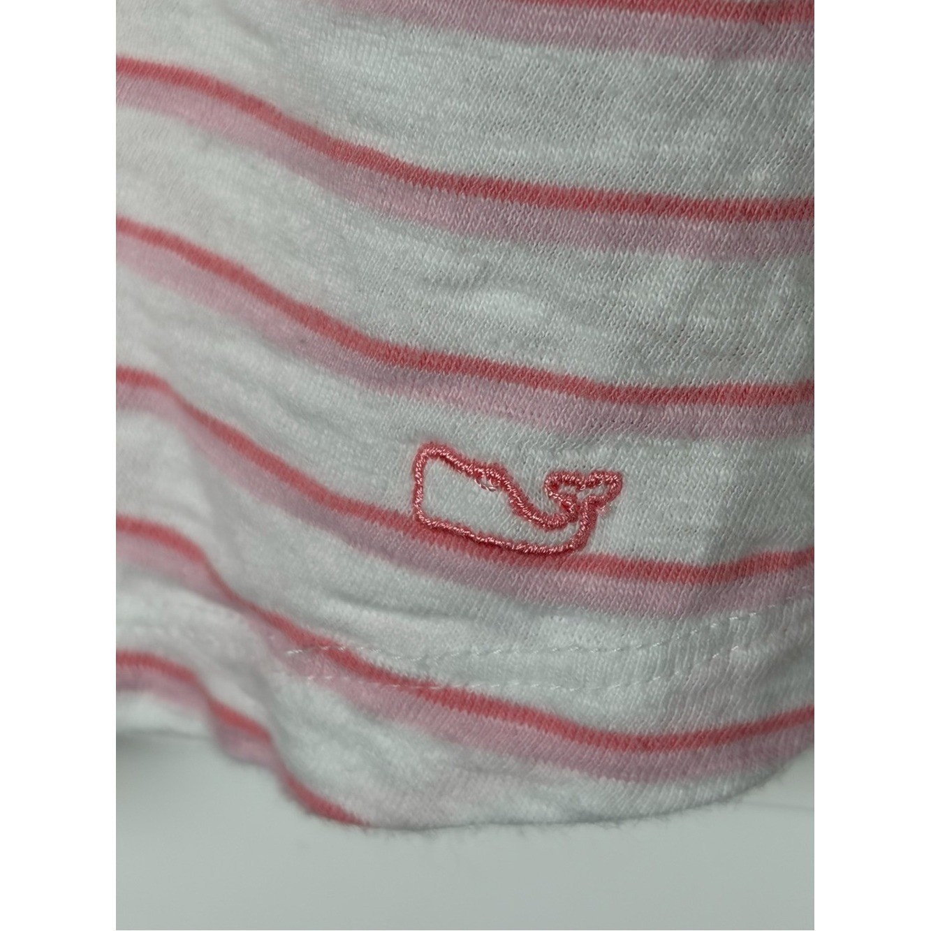 Vineyard Vines White and Pink Striped V-Neck Short Sleeve Tee