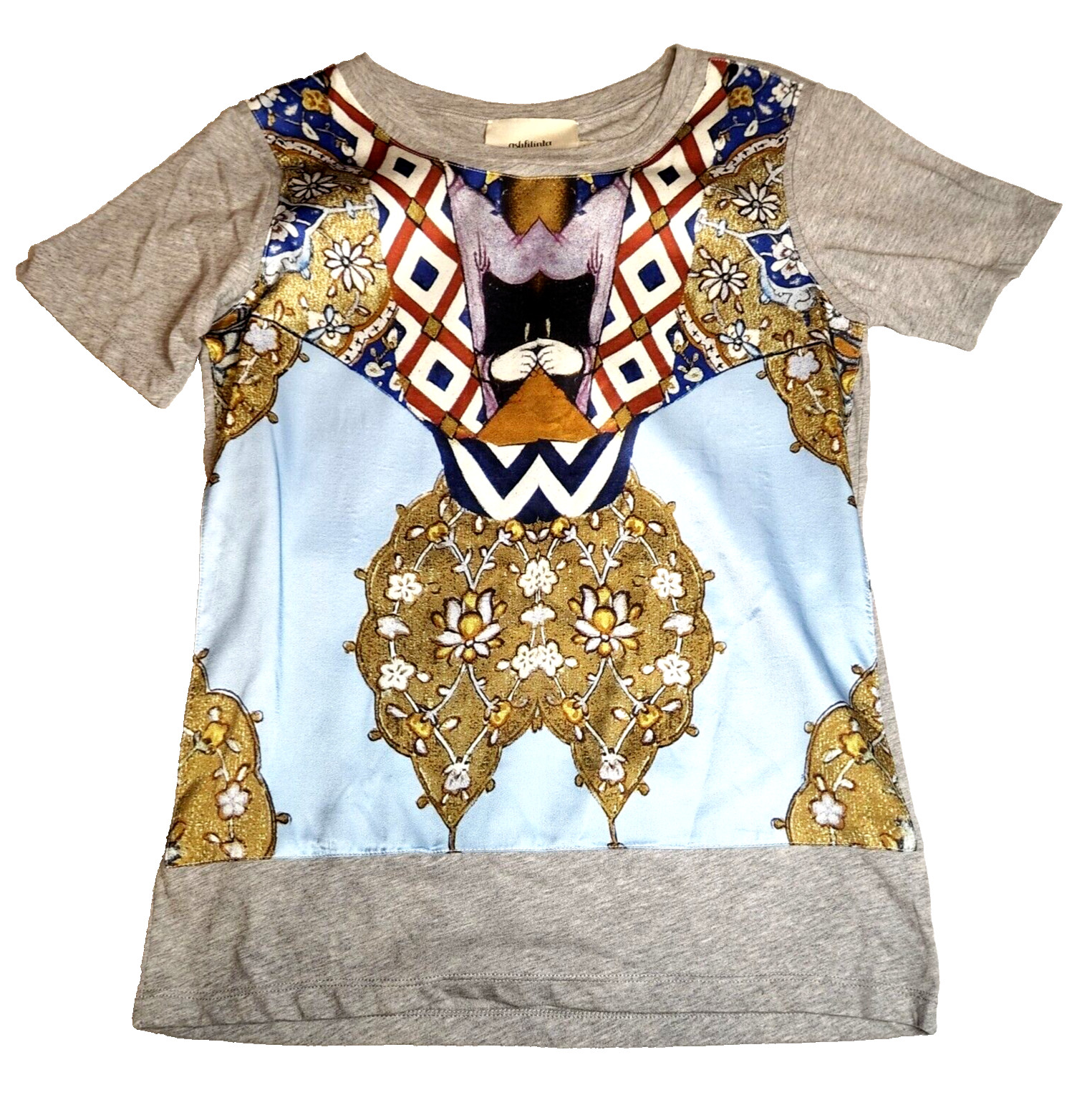 Aslı Filinta Turkish Designer Womens Silk Blend Top Sz L Art To Wear Rare NWT